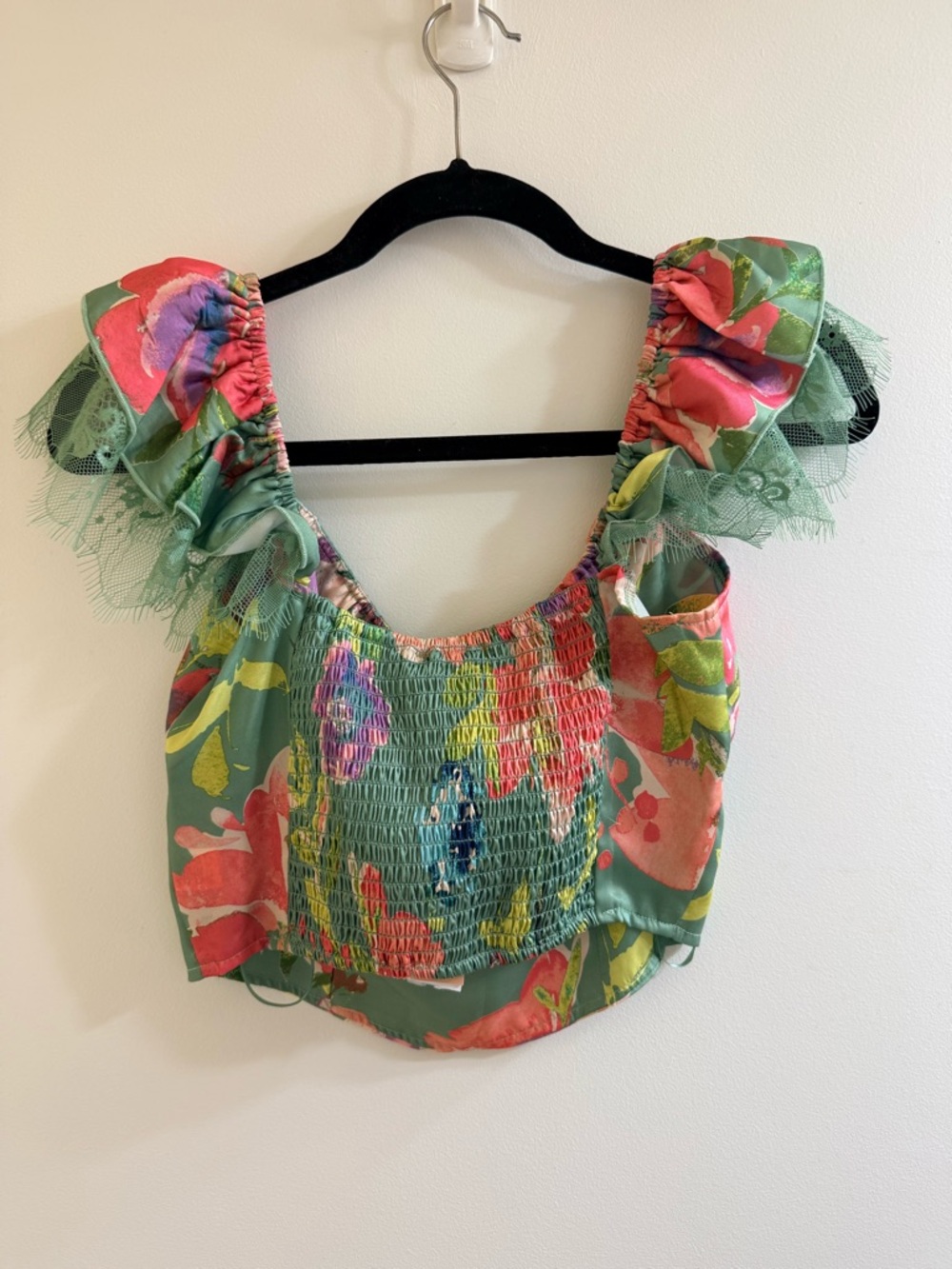 Evolutionary Floral Lace-Trim Corset Crop Top – NWT Size S - Picture 2 of 11